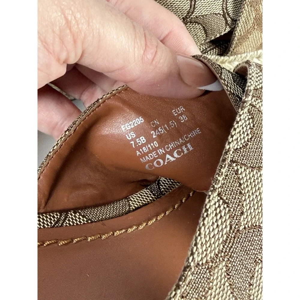 Womens Size 7.5B Coach Slide Espadrille Wedge With Signature Coach Print